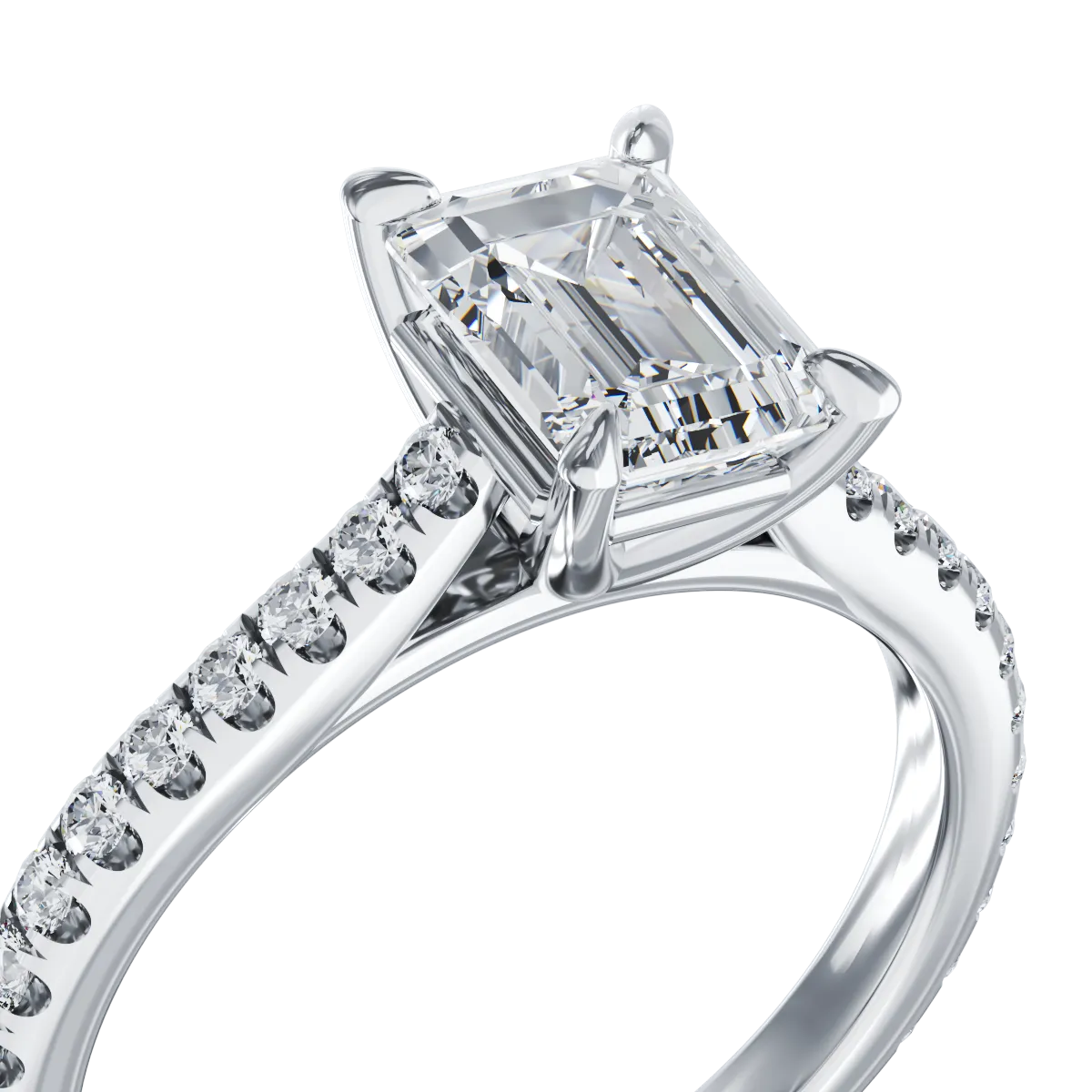 18K white gold engagement ring with 1.2ct diamond and 0.285ct diamonds