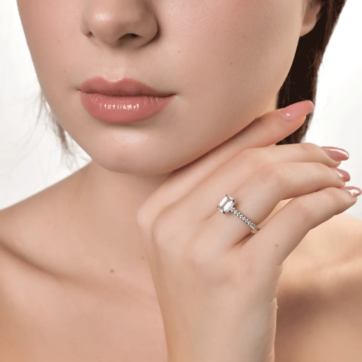 18k fehér arany eljegyzési gyűrű 1.2ct gyémánt és gyémánt 0,285ct
