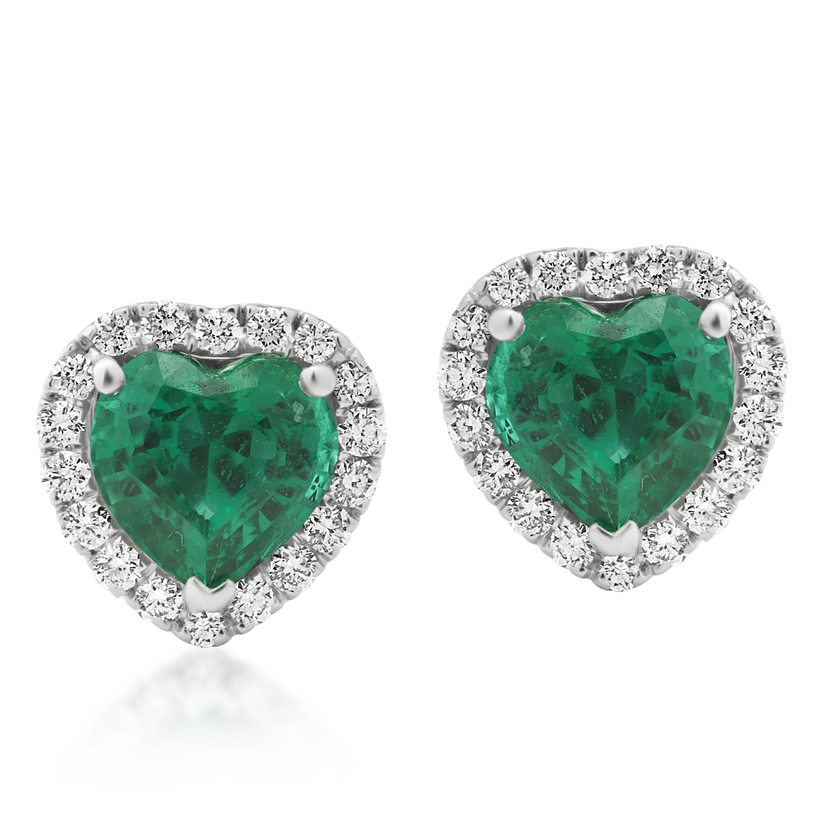 18K white gold earrings with 1.64ct emeralds and 0.28ct diamonds