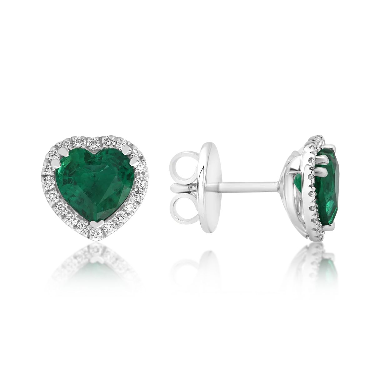 18K fehérarany fülbevaló 1.64ct smaragddal és 0.28ct gyémánttal