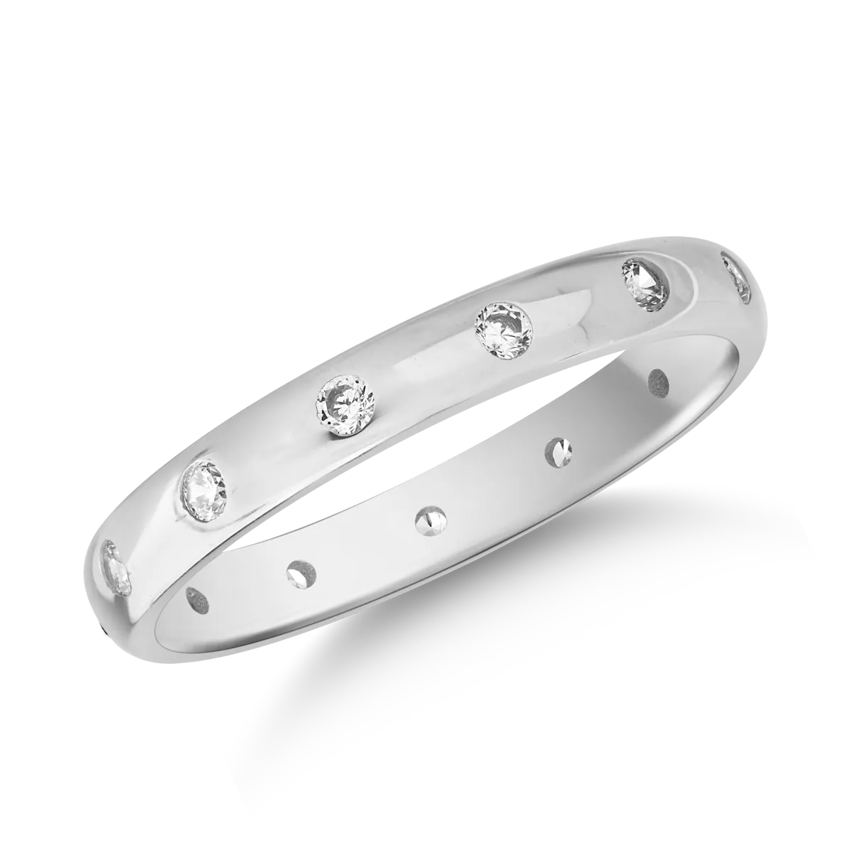Inel minimalist din aur alb cu zirconii-158164