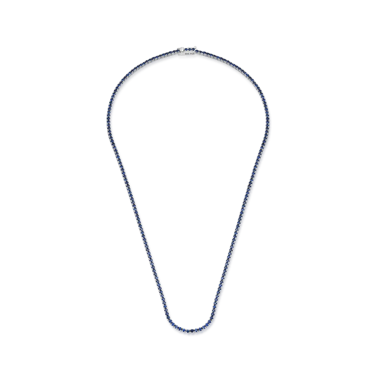 18K white gold tennis necklace with 5.8ct sapphires