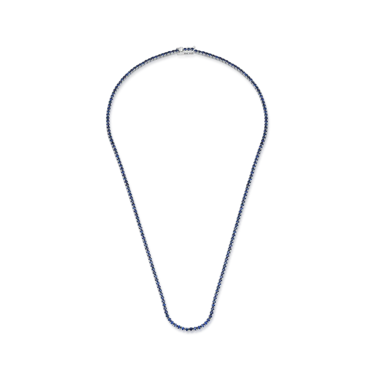 Colier tennis din aur alb de 18K cu safire de 5.8ct-119698
