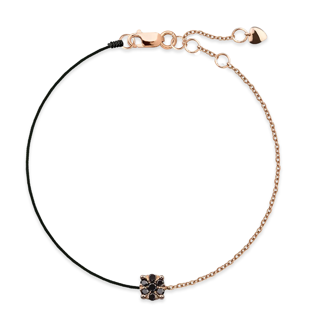 14K rose gold bracelet with 0.122ct black diamonds