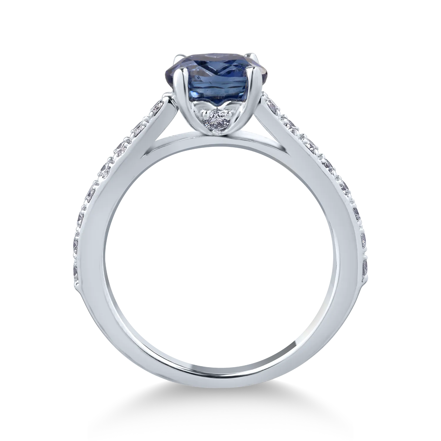 18K fehérarany gyűrű 1.15ct zafírral és 0.27ct gyémántokkal