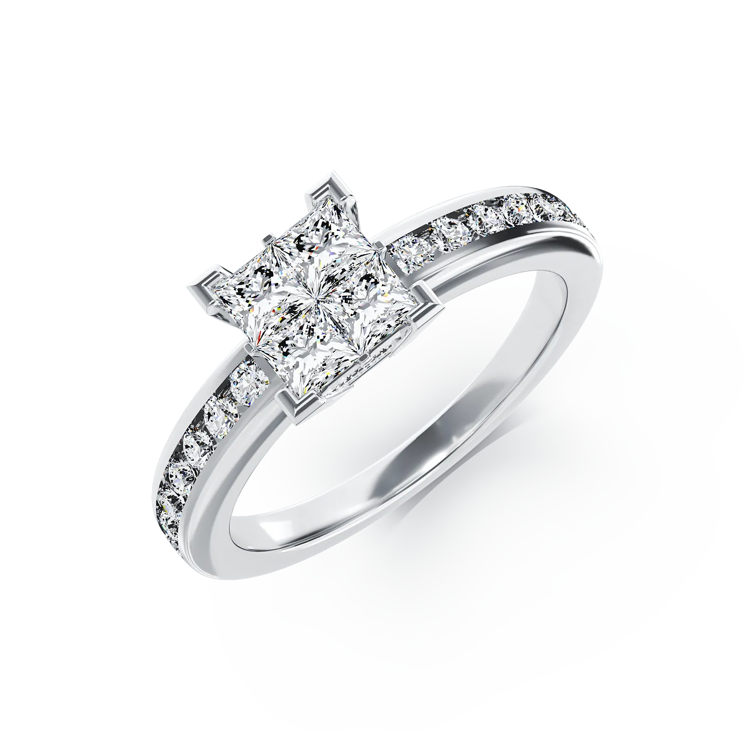 18K fehérarany eljegyzési gyűrű 0.75ct gyémántokkal