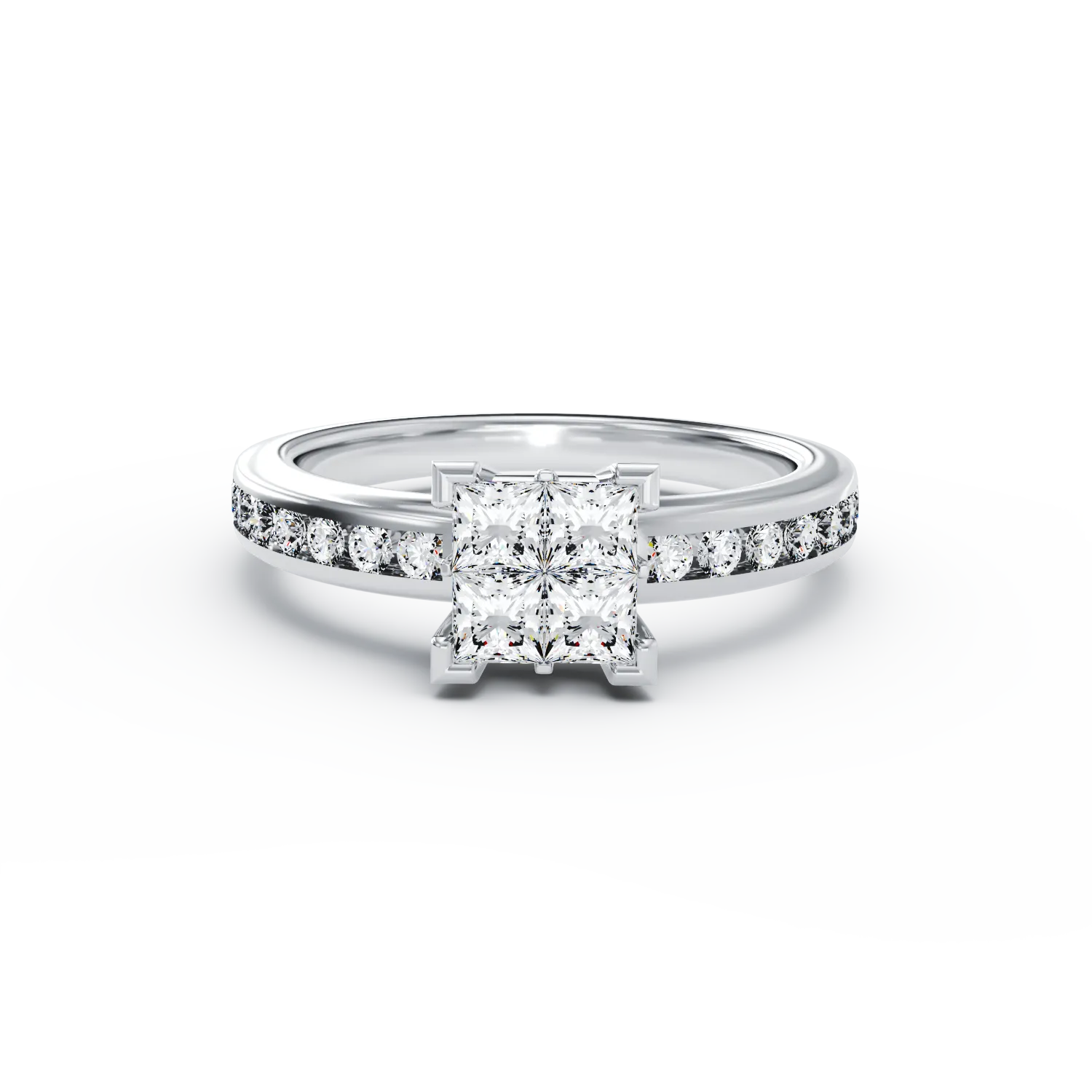 Inel de logodna din aur alb de 18K cu diamante de 0.75ct