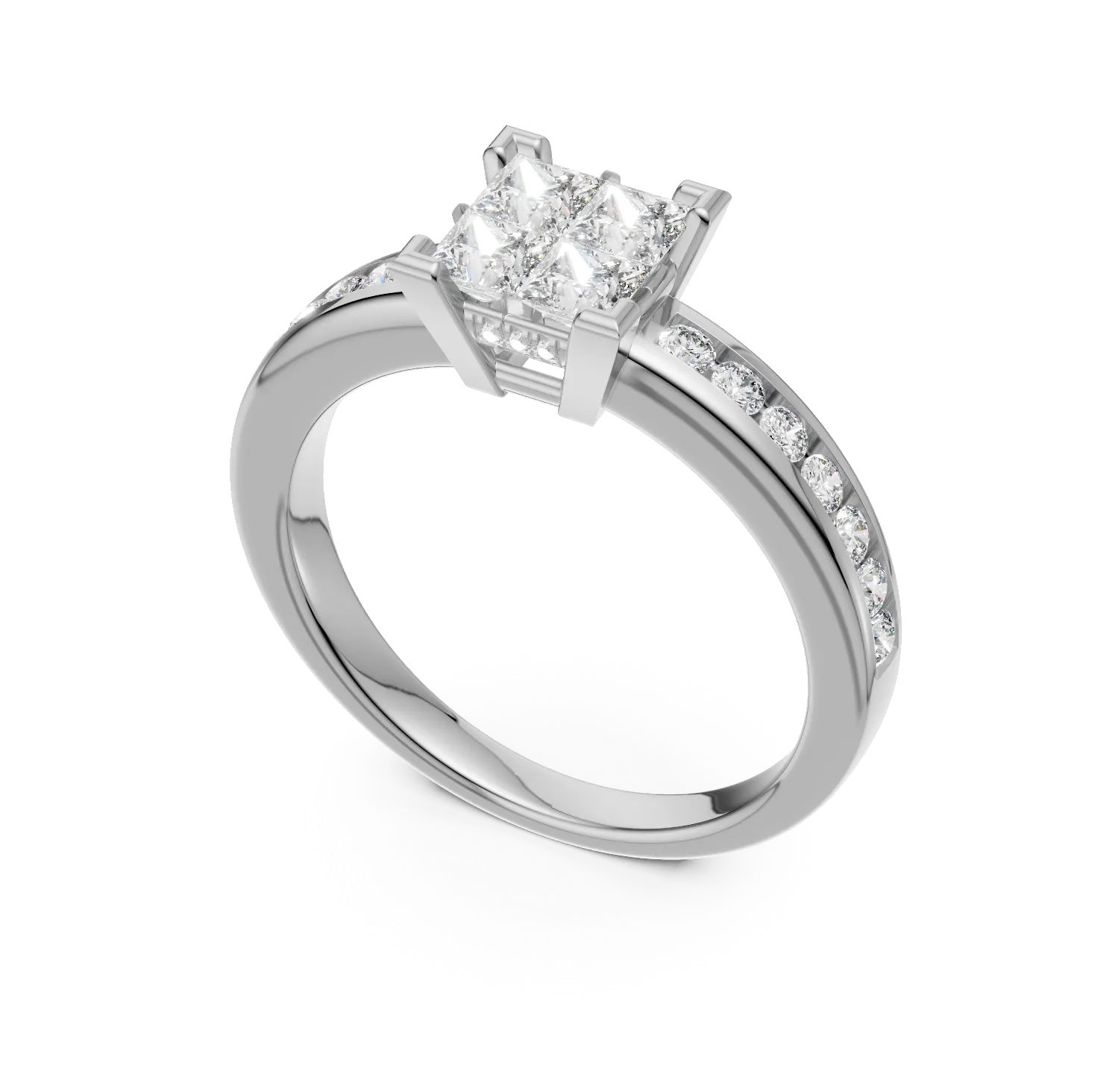 Inel de logodna din aur alb de 18K cu diamante de 0.75ct