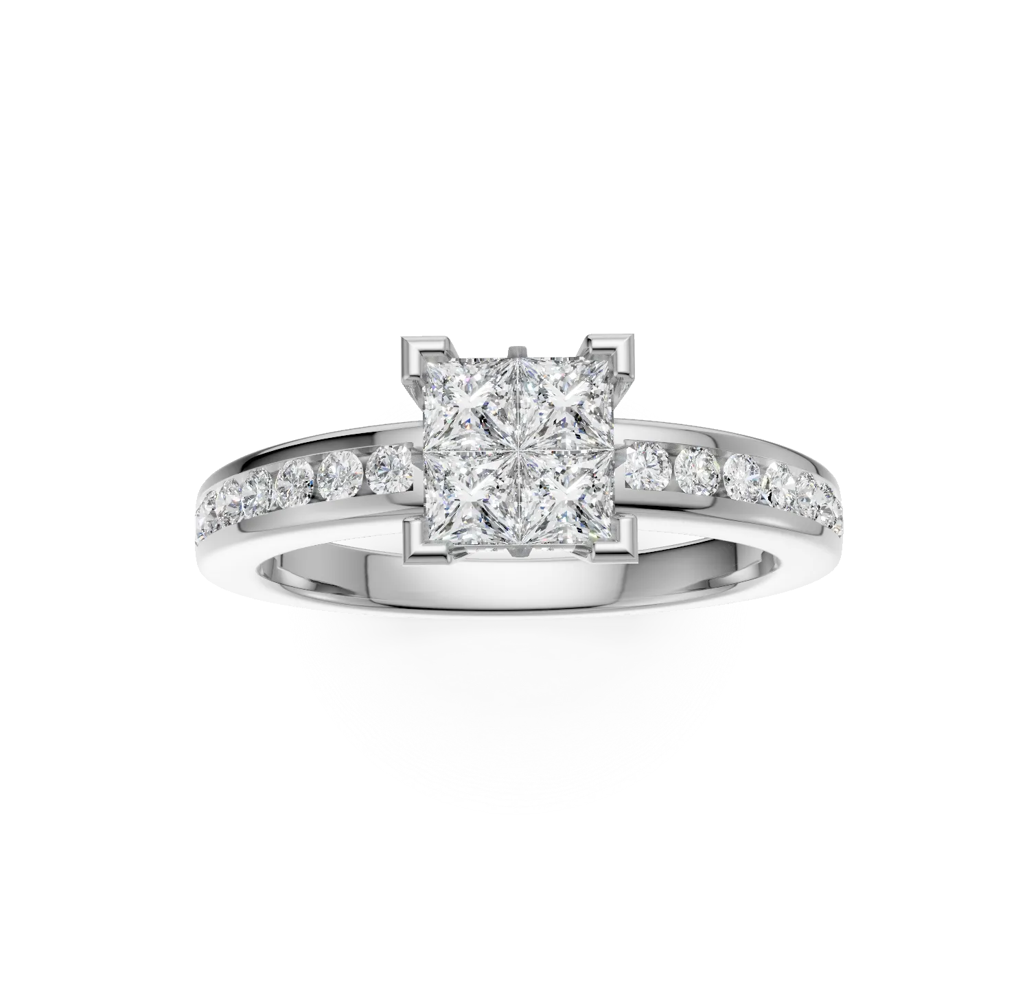 Inel de logodna din aur alb de 18K cu diamante de 0.75ct