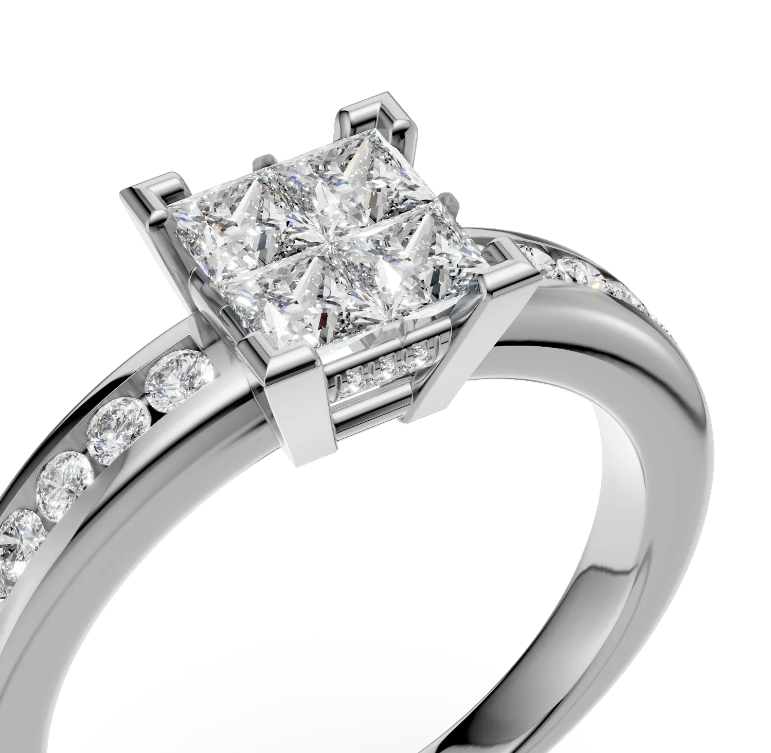Inel de logodna din aur alb de 18K cu diamante de 0.75ct