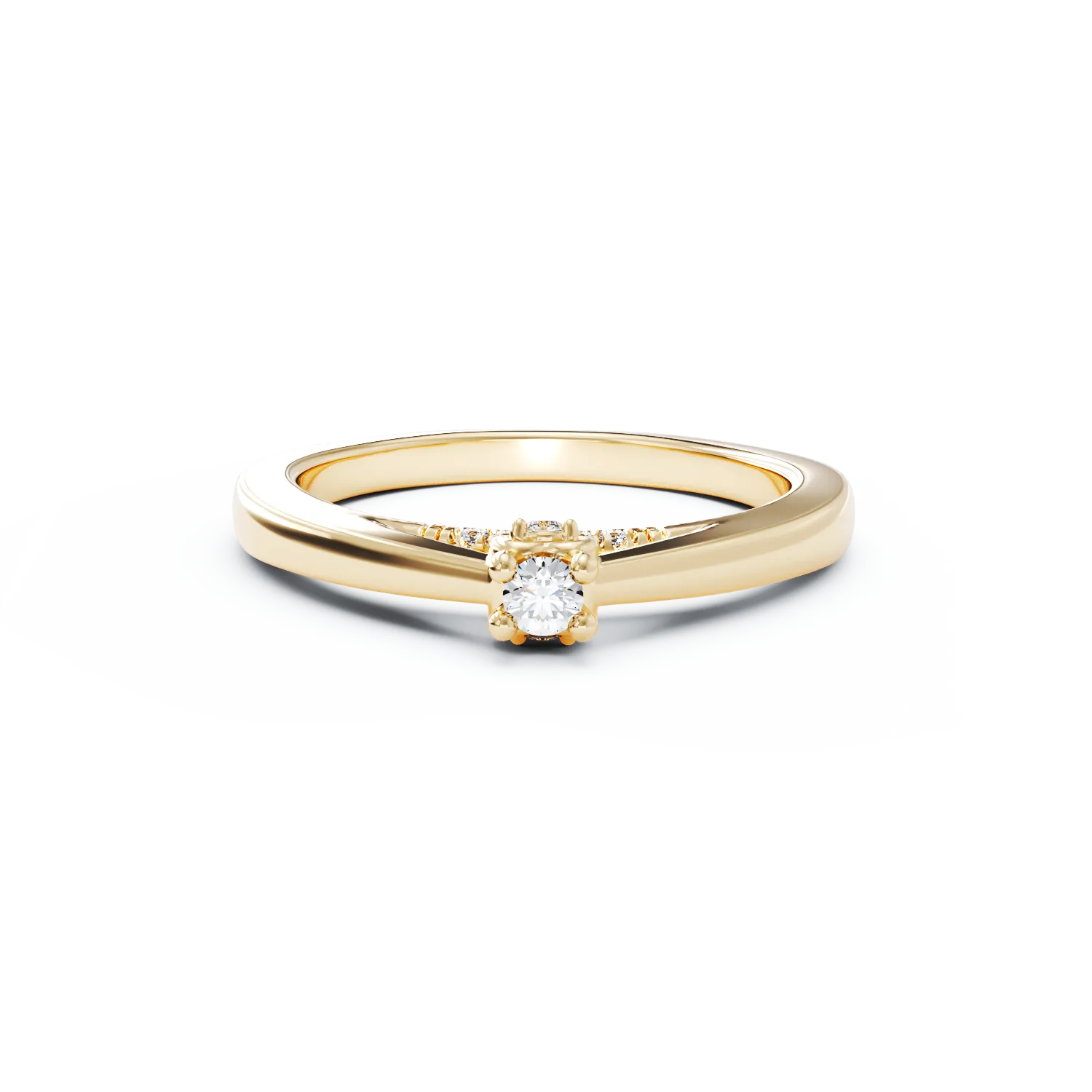 Inel de logodna din aur galben cu diamant de 0.07ct si diamante de 0.09ct