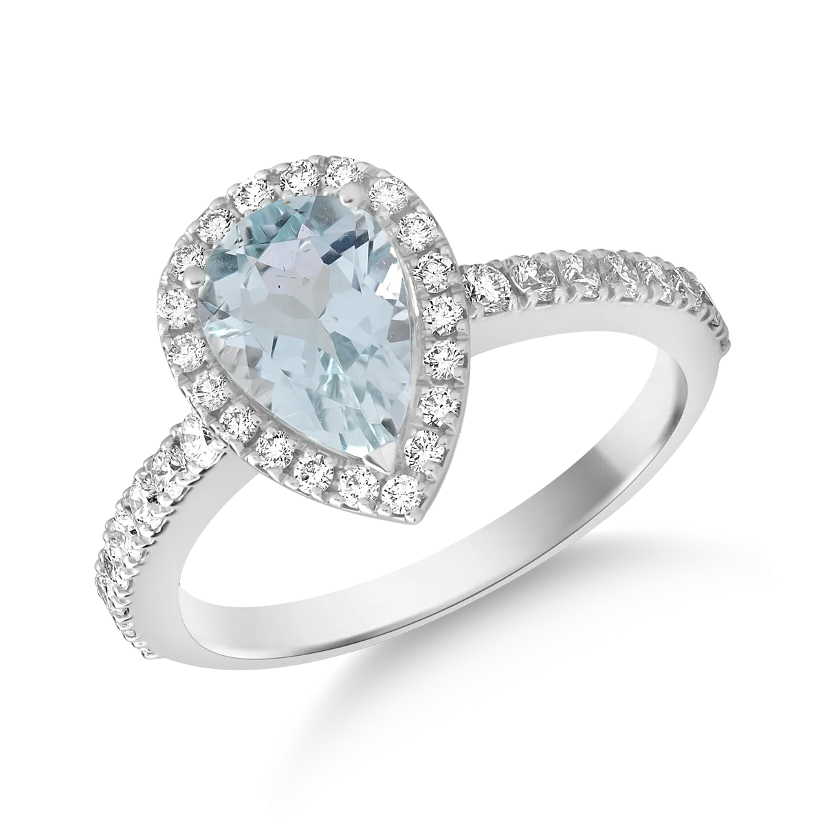 Inel din aur alb cu aquamarin de 1.8ct si diamante de 0.5ct