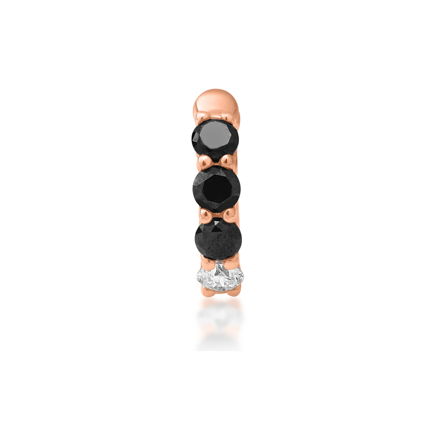 18K rose gold earring with 0.38ct black diamonds and 0.1ct clear diamond