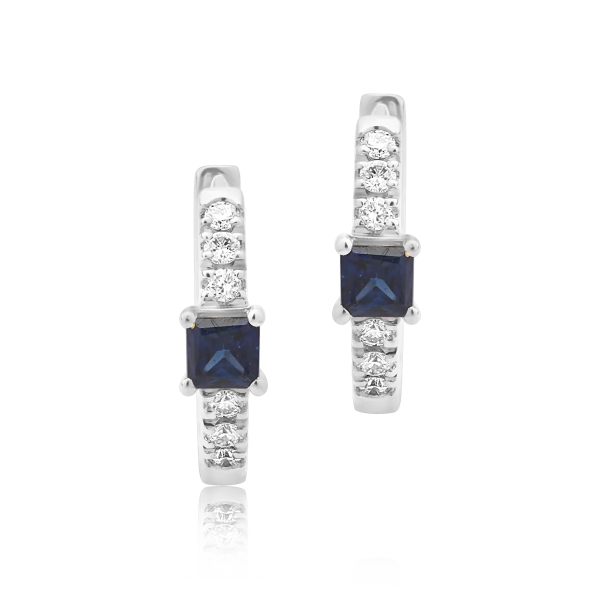 18K white gold earrings with 0.15ct sapphires and 0.06ct diamonds