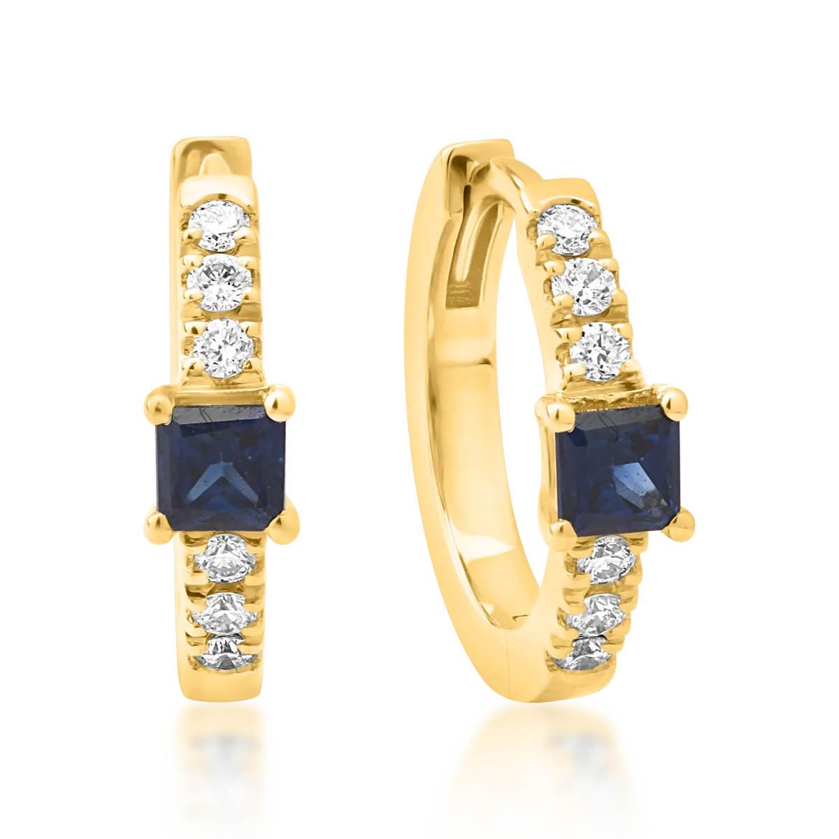 18K yellow gold earrings with 0.15ct sapphires and 0.06ct diamonds