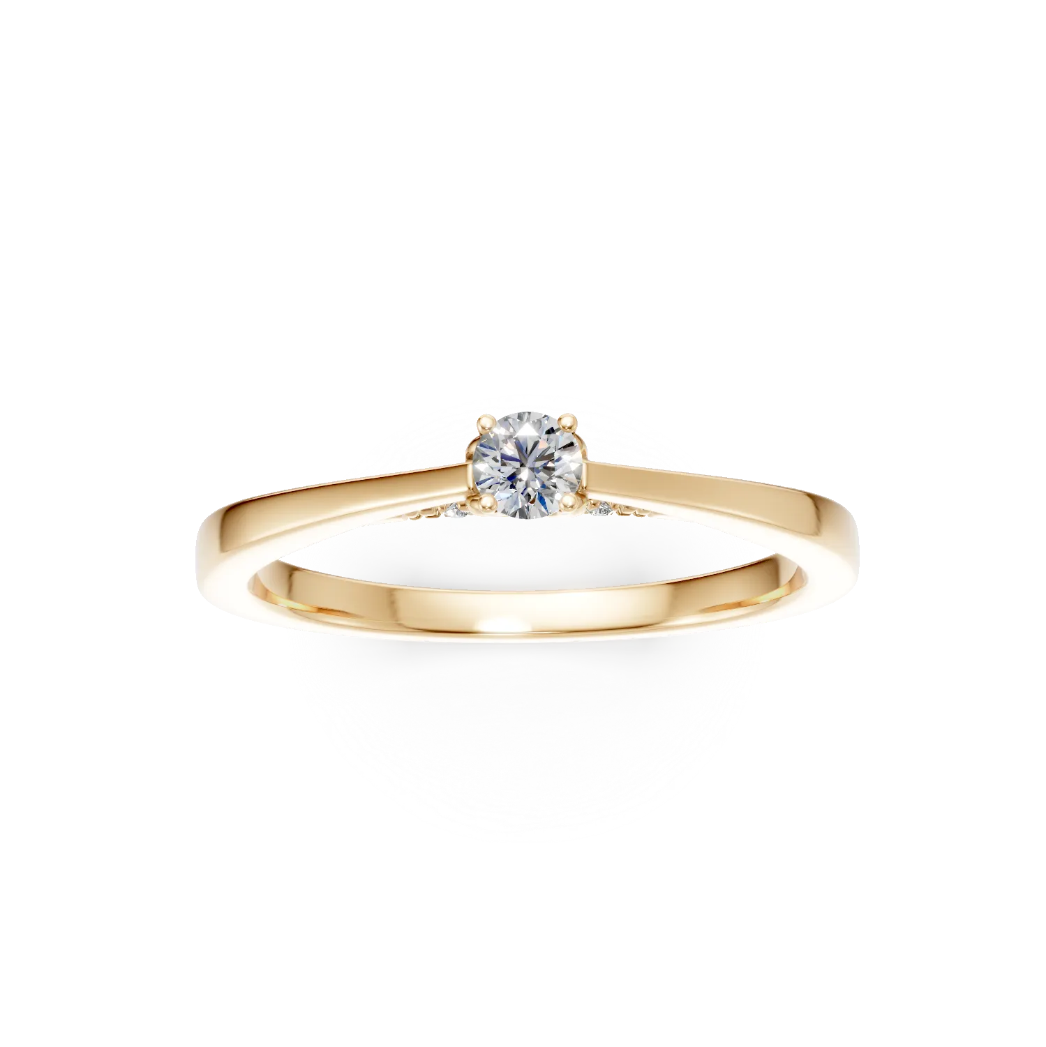 Годежен пръстен от 18K жълто злато с 0.19ct диамант и 0.05ct диаманти