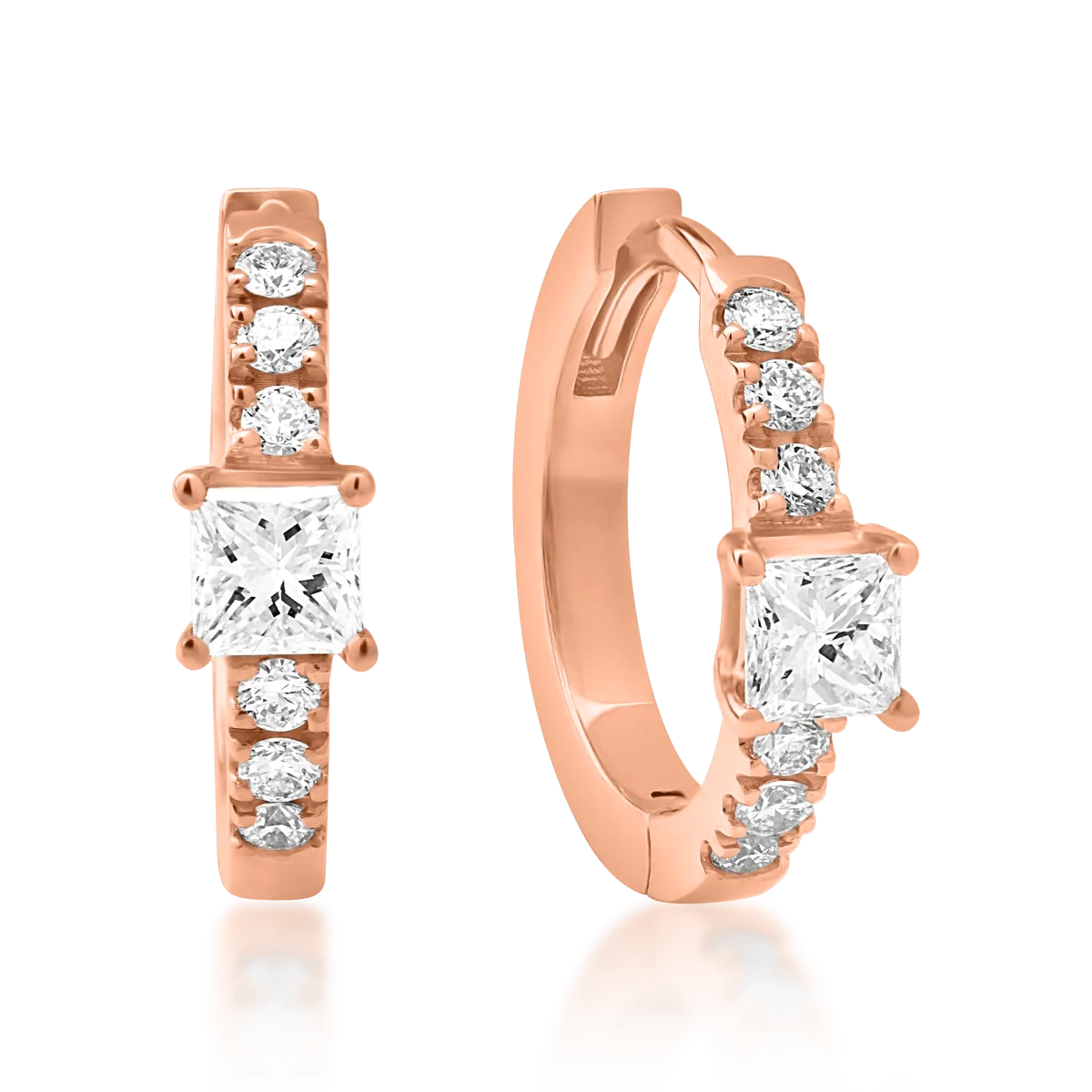 18K rose gold earrings with 0.19ct diamonds