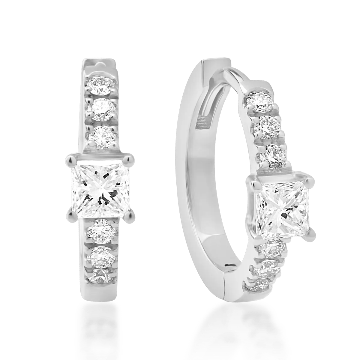 Cercei din aur alb de 18K cu diamante de 0.19ct