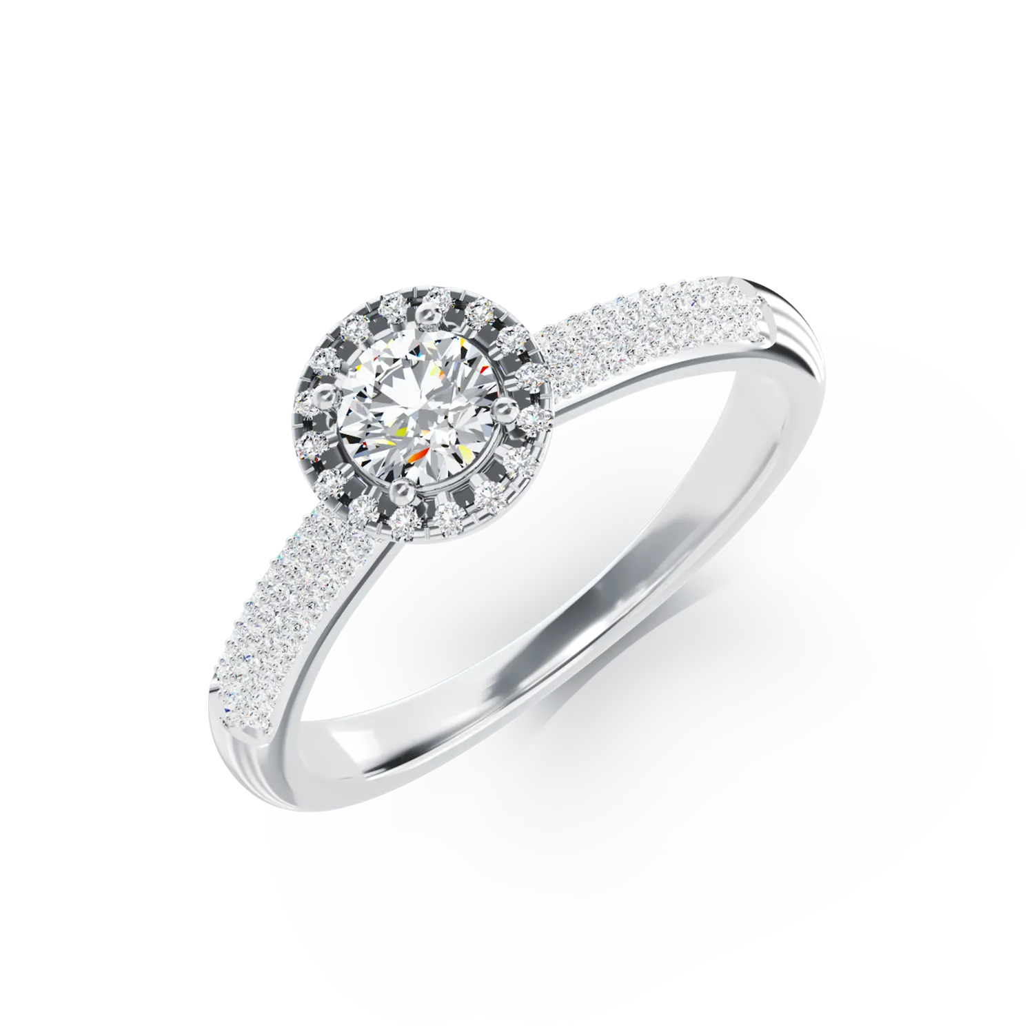 18K white gold engagement ring with 0.29ct diamond and 0.42ct diamonds