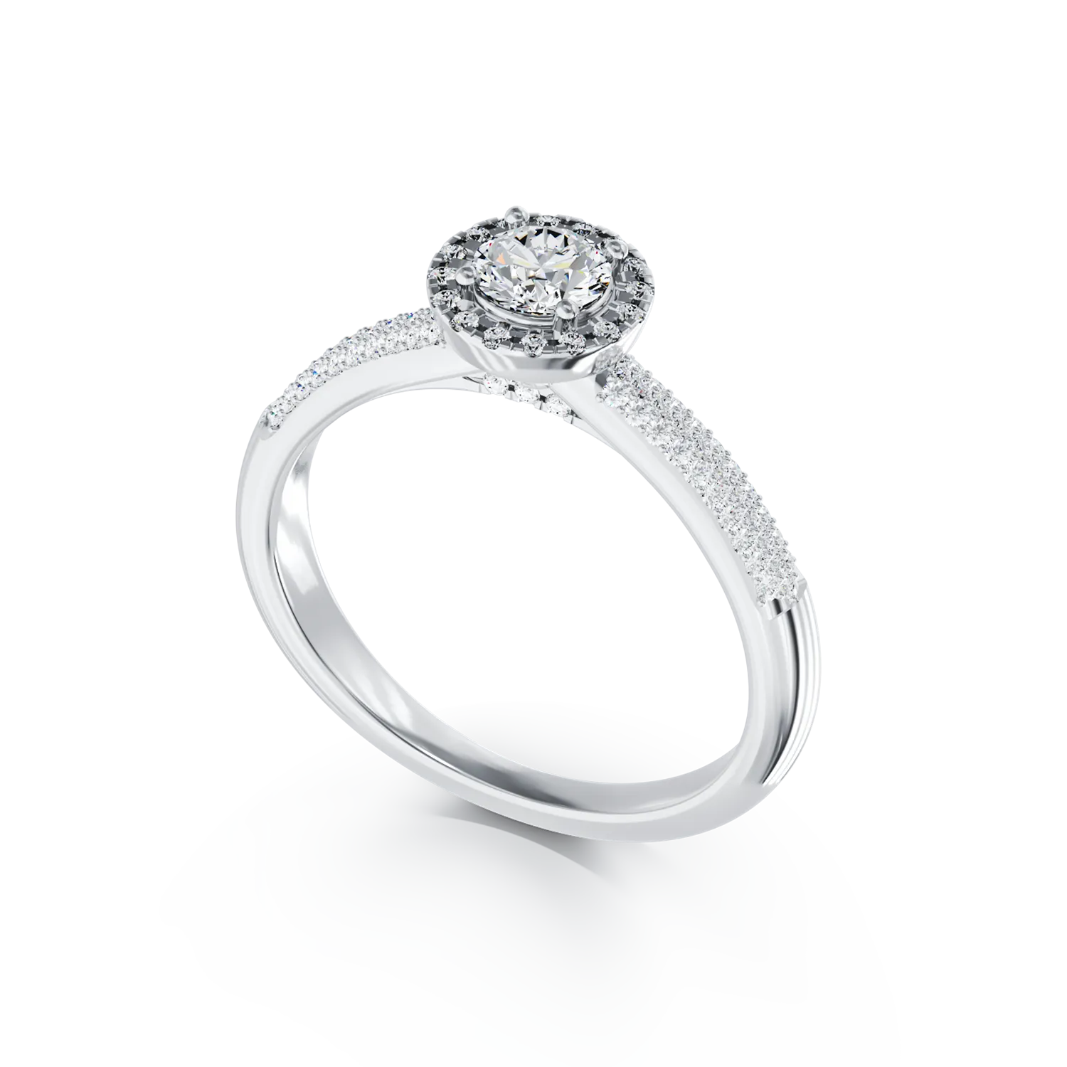 18K white gold engagement ring with 0.29ct diamond and 0.42ct diamonds