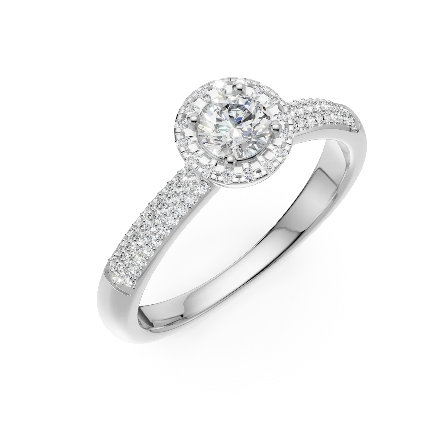 Teilor Inel de logodna din aur alb cu diamant de 0.29ct si diamante de 0.42ct