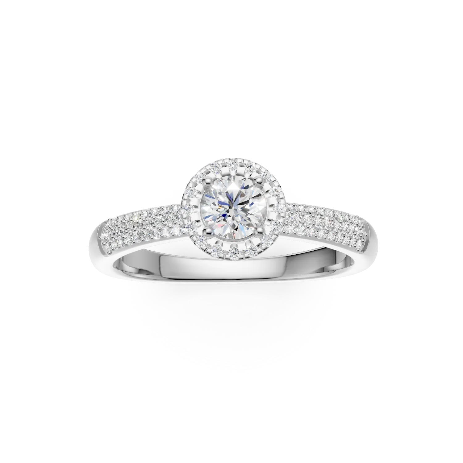 Inel de logodna din aur alb de 18K cu diamant de 0.29ct si diamante de 0.42ct