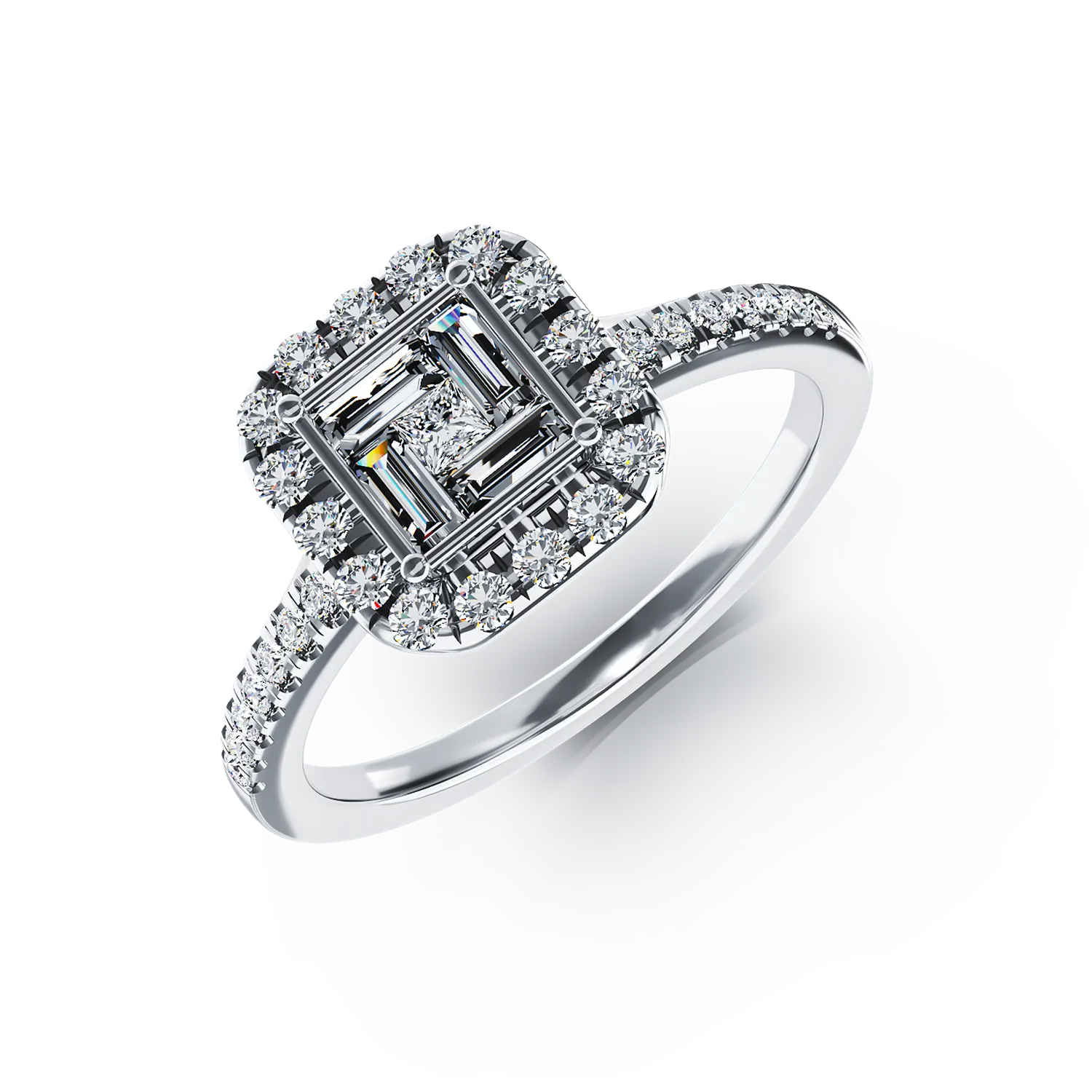 18K fehérarany eljegyzési gyűrű 0.44ct gyémántokkal