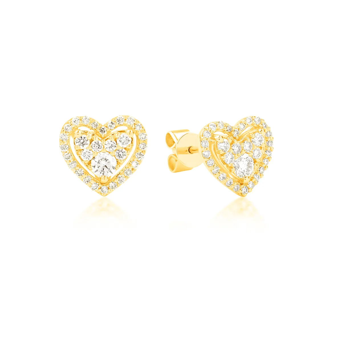 Cercei din aur galben de 18K cu diamante de 0.5ct