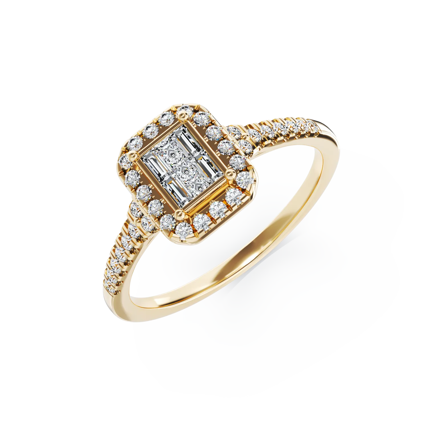 18K sárga arany eljegyzési gyűrű 0.39ct gyémántokkal