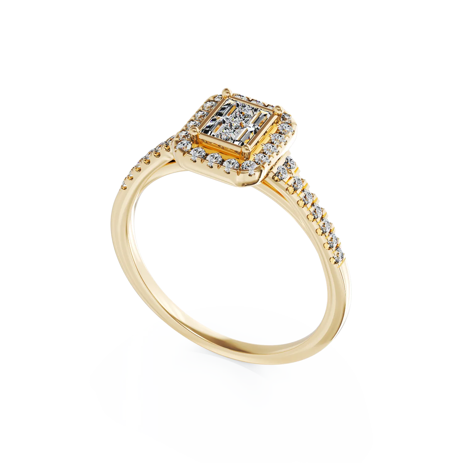 Inel de logodna din aur galben de 18K cu diamante de 0.39ct