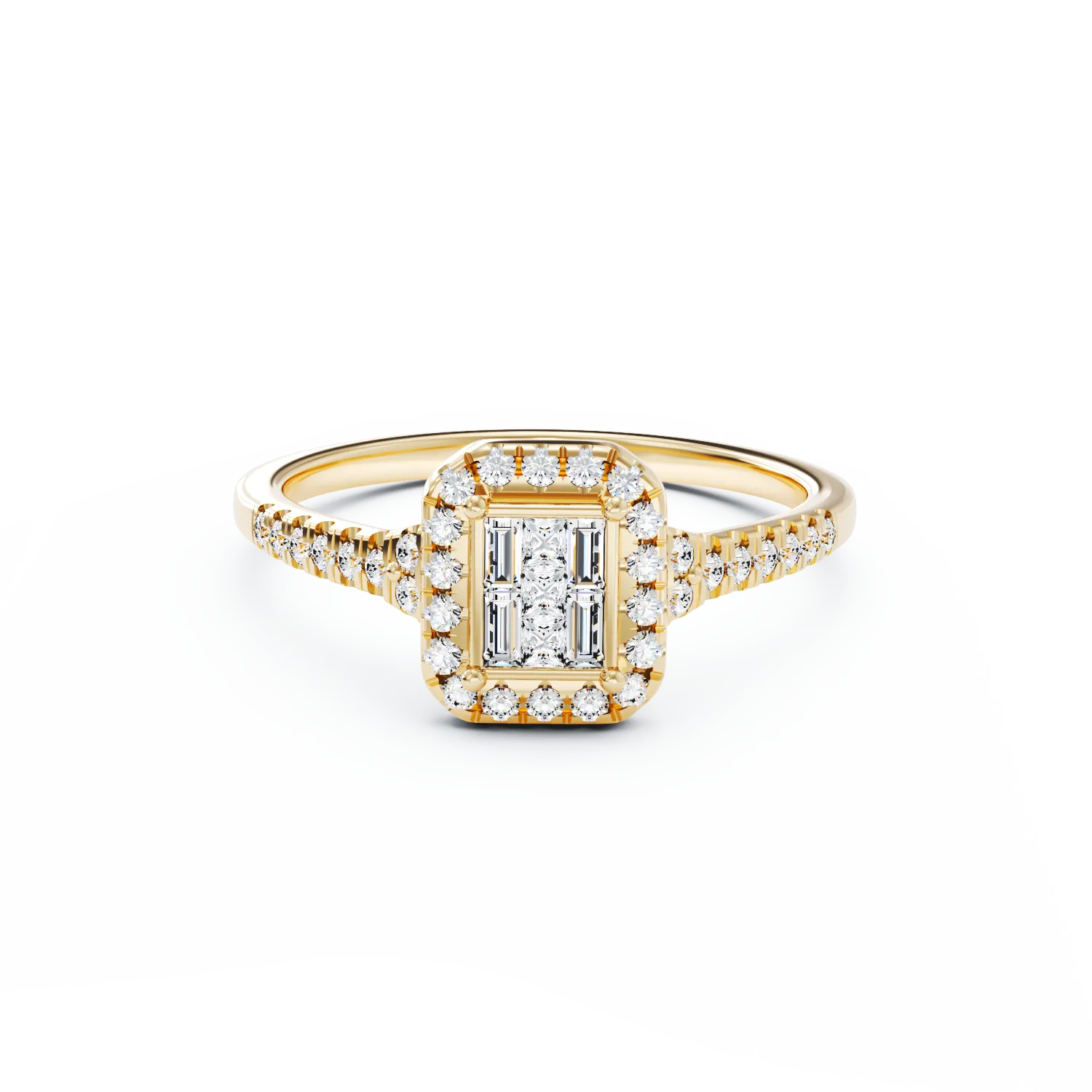 Inel de logodna din aur galben de 18K cu diamante de 0.39ct