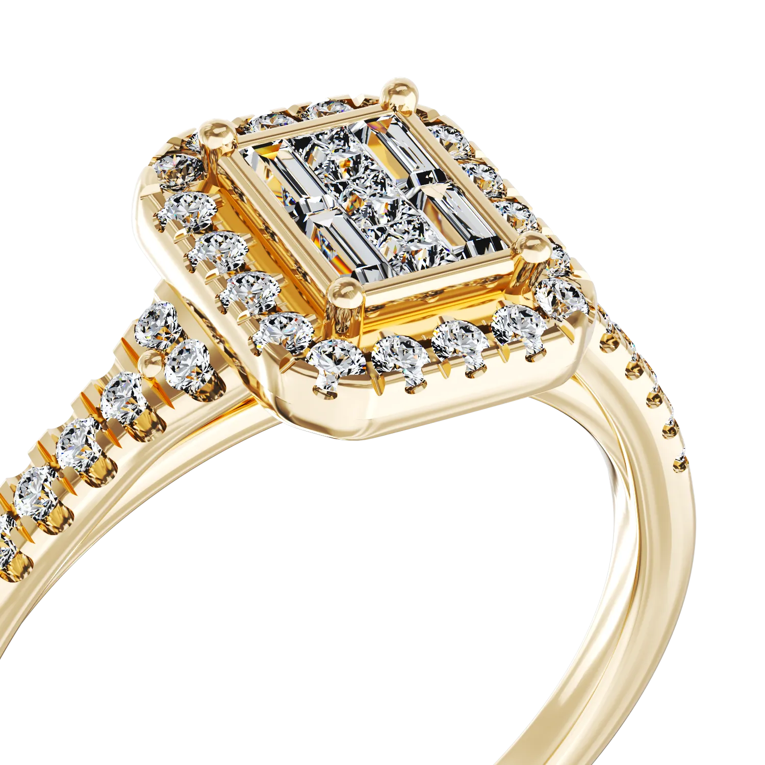 Inel de logodna din aur galben de 18K cu diamante de 0.39ct