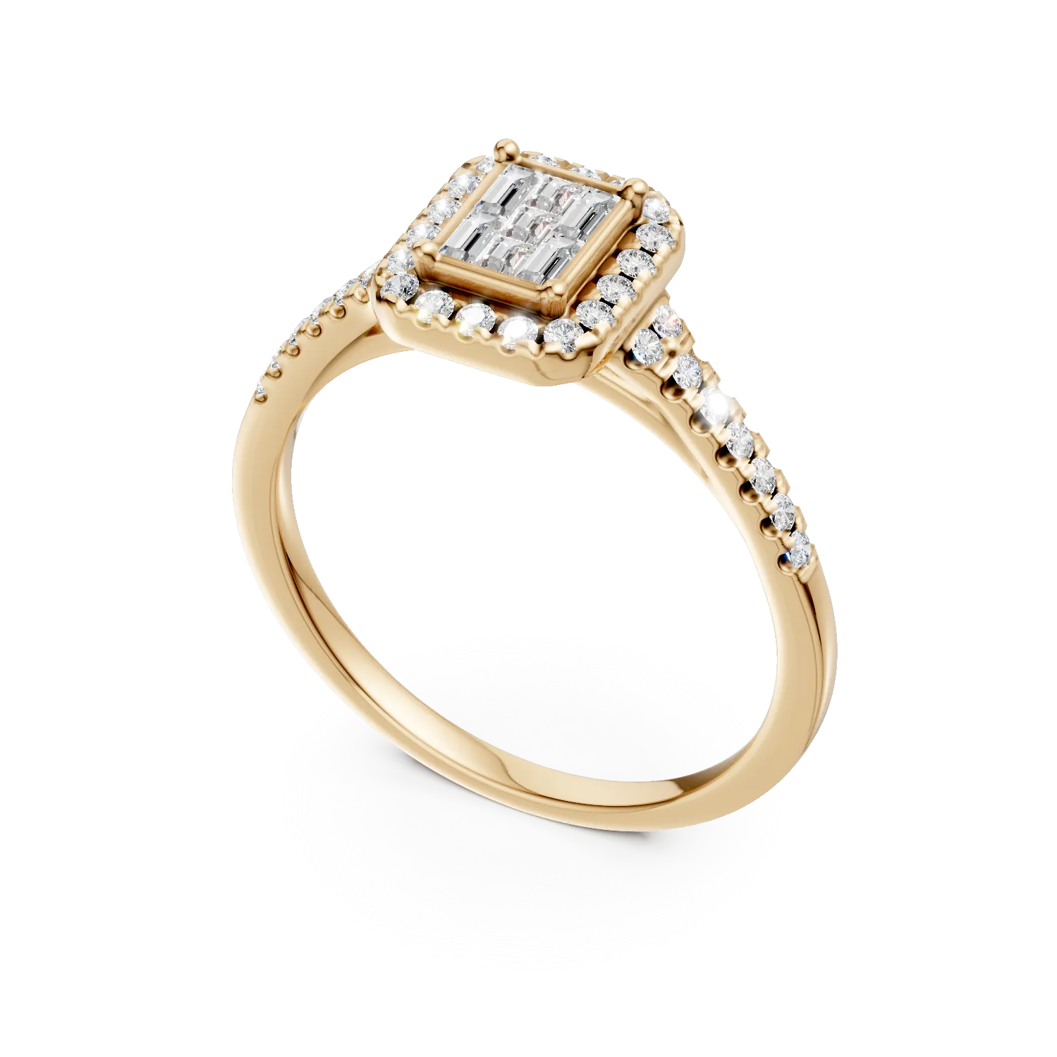 18K sárga arany eljegyzési gyűrű 0.39ct gyémántokkal