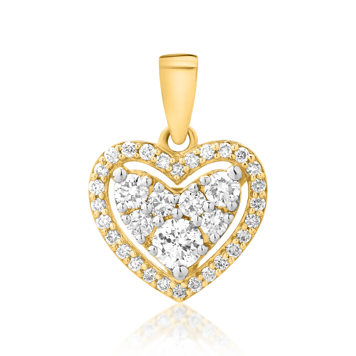 Висулка сърчице от жълто злато 18К с диаманти 0.5гкт-119898