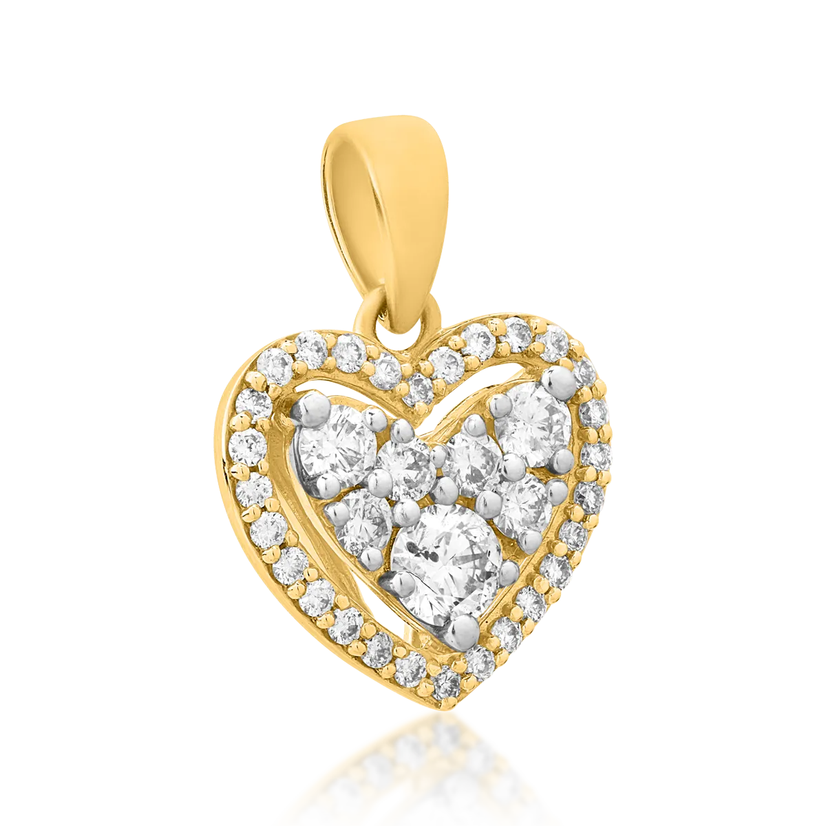 Pandantiv inimioara din aur galben cu diamante de 0.5ct - imagine 2