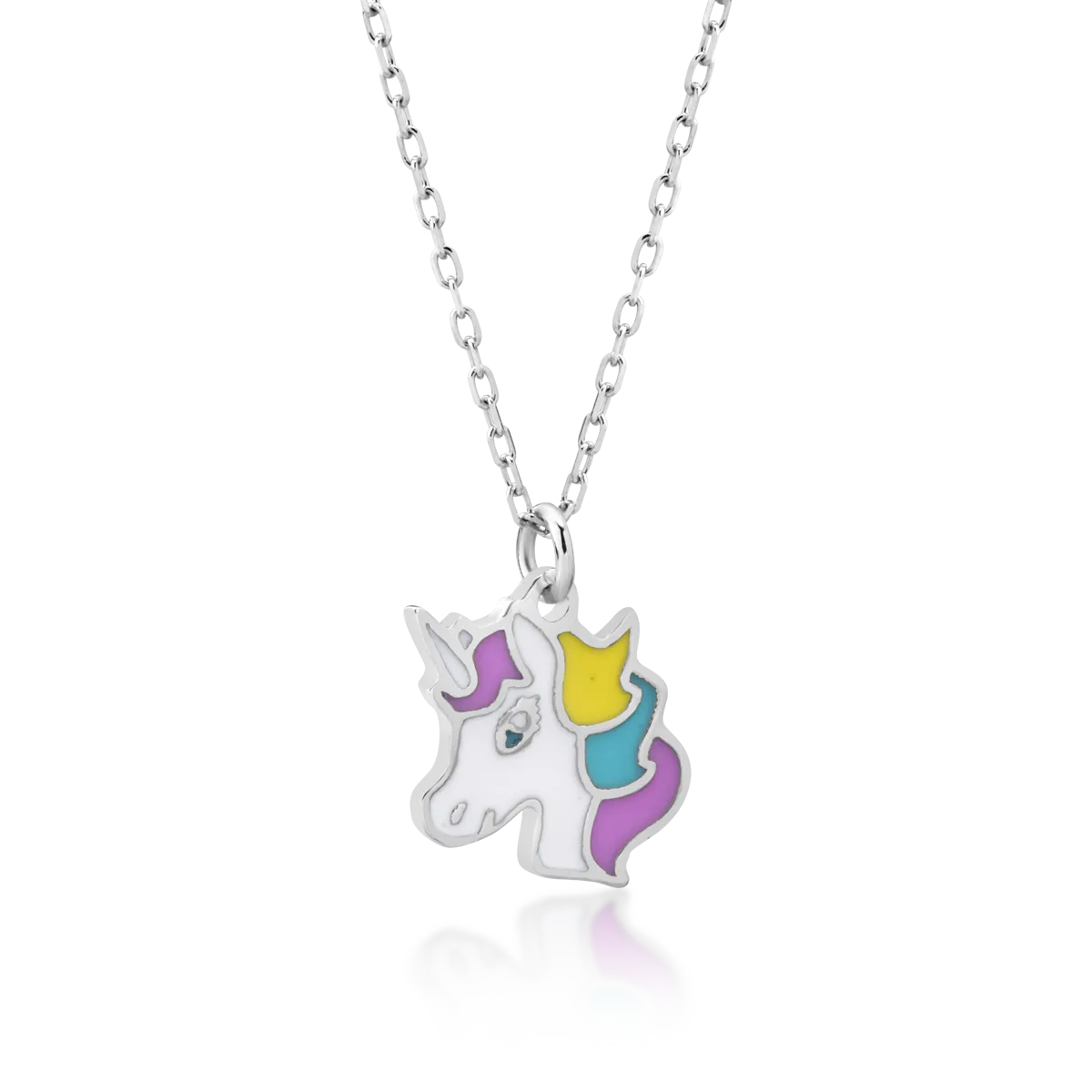 14K white gold children's unicorn pendant necklace