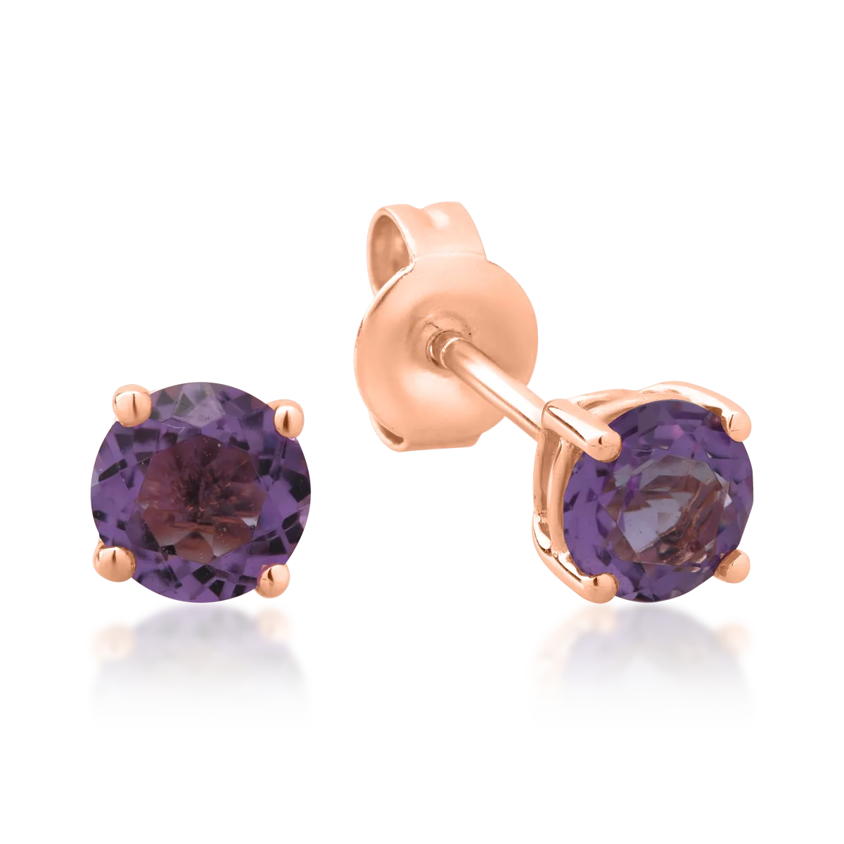 14K rose gold earrings with amethysts of 0.999ct