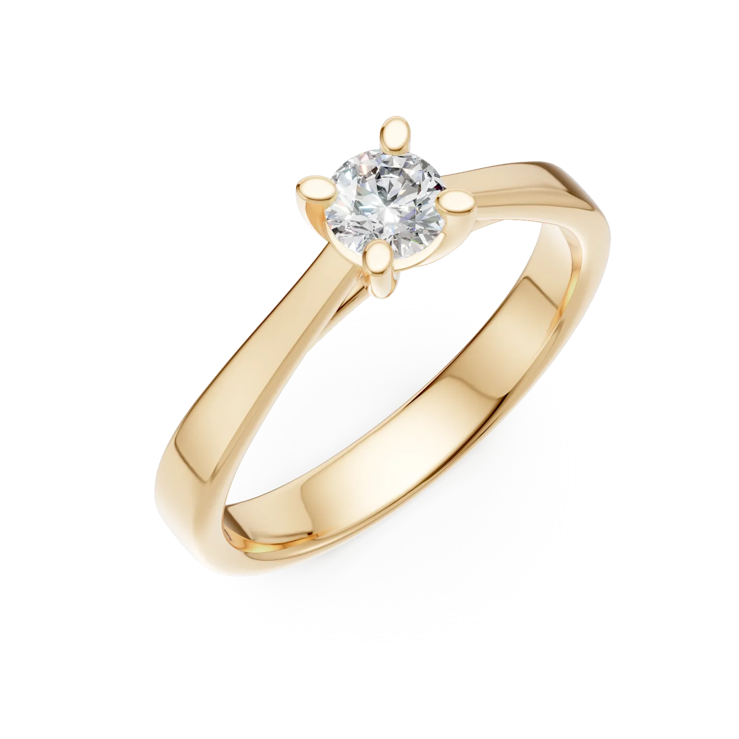 Inel de logodna din aur galben de 18K cu un diamant solitaire de 0.2ct