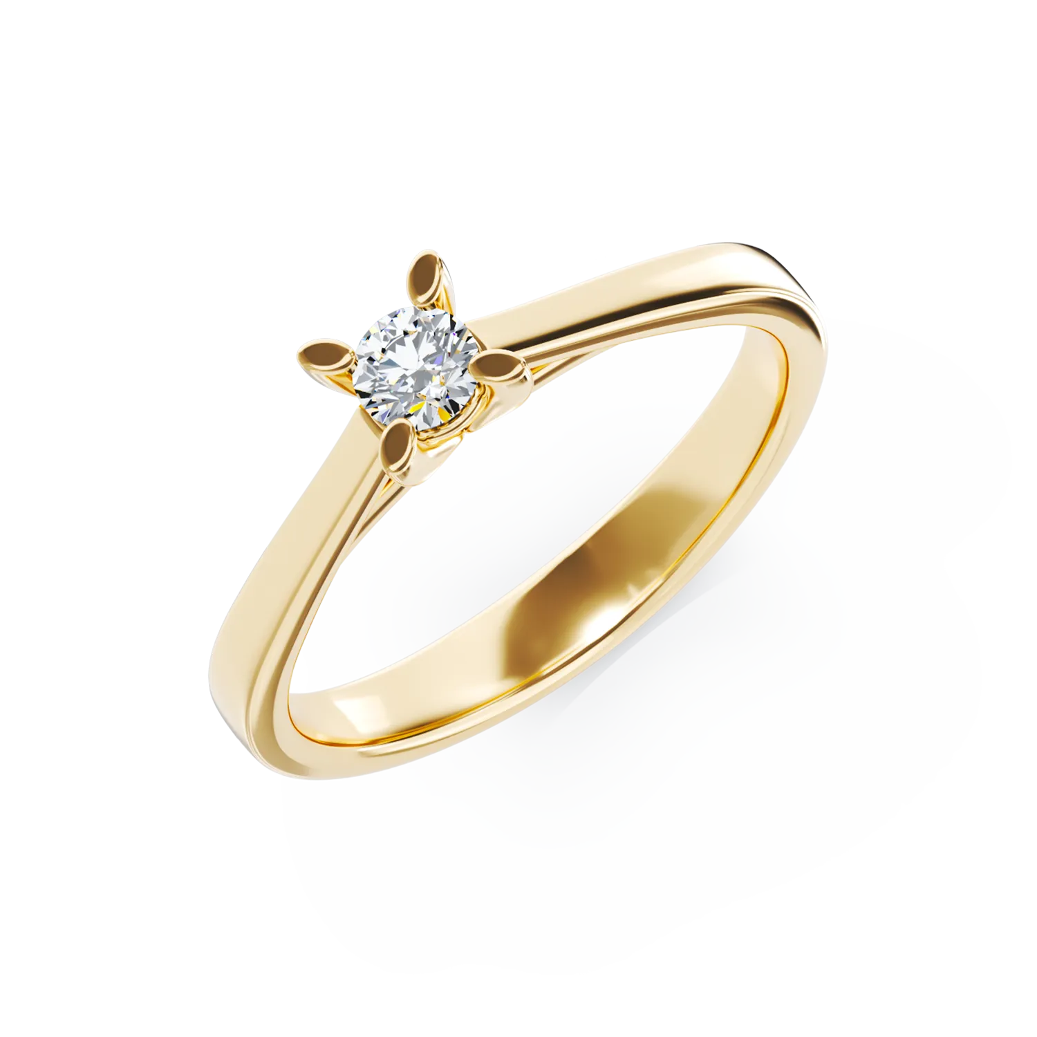 18K yellow gold engagement ring with a 0.2ct solitaire diamond