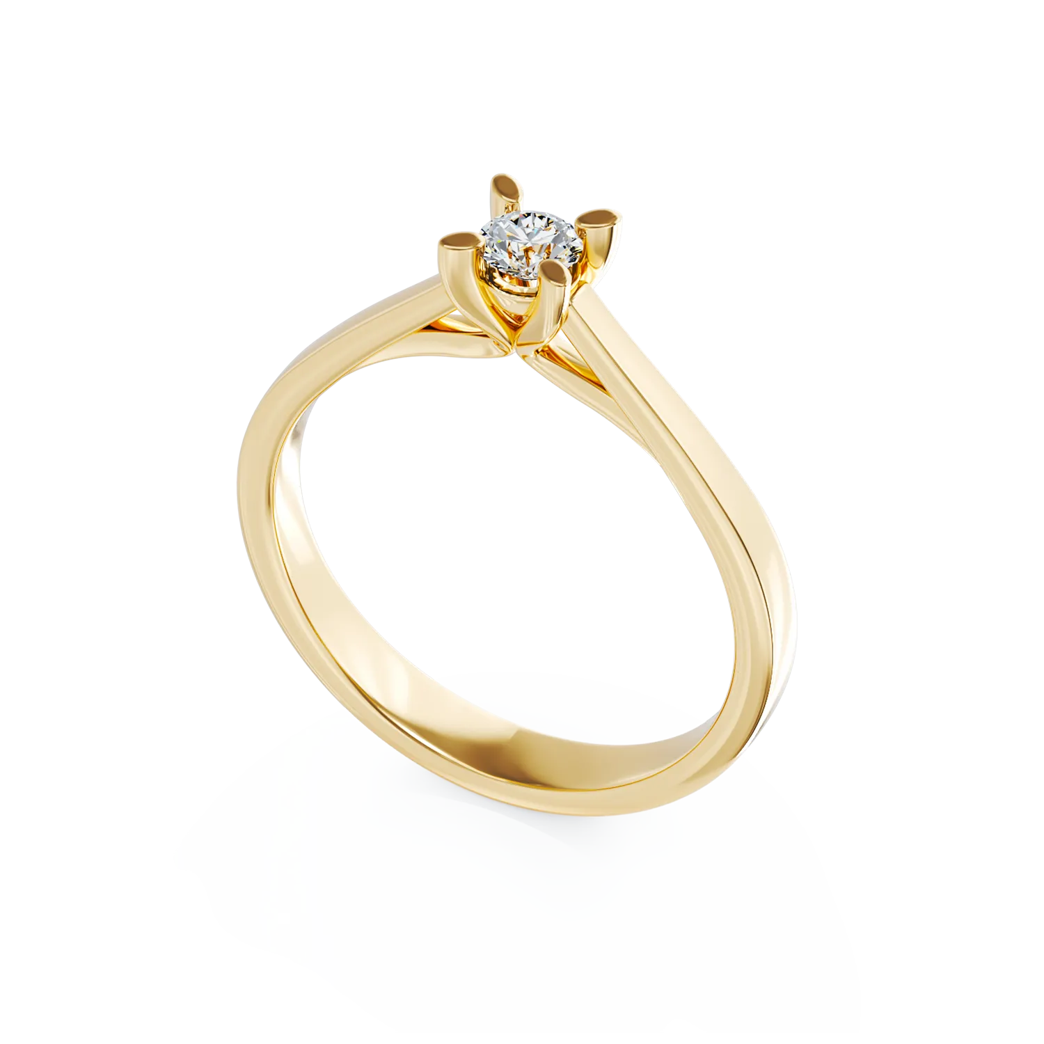 18K yellow gold engagement ring with a 0.2ct solitaire diamond