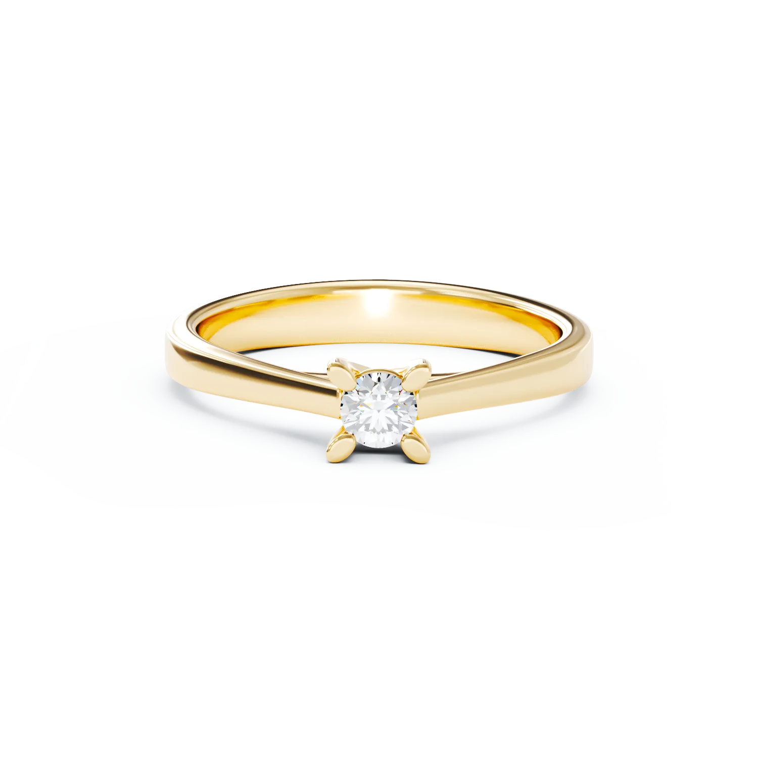 18K yellow gold engagement ring with a 0.2ct solitaire diamond