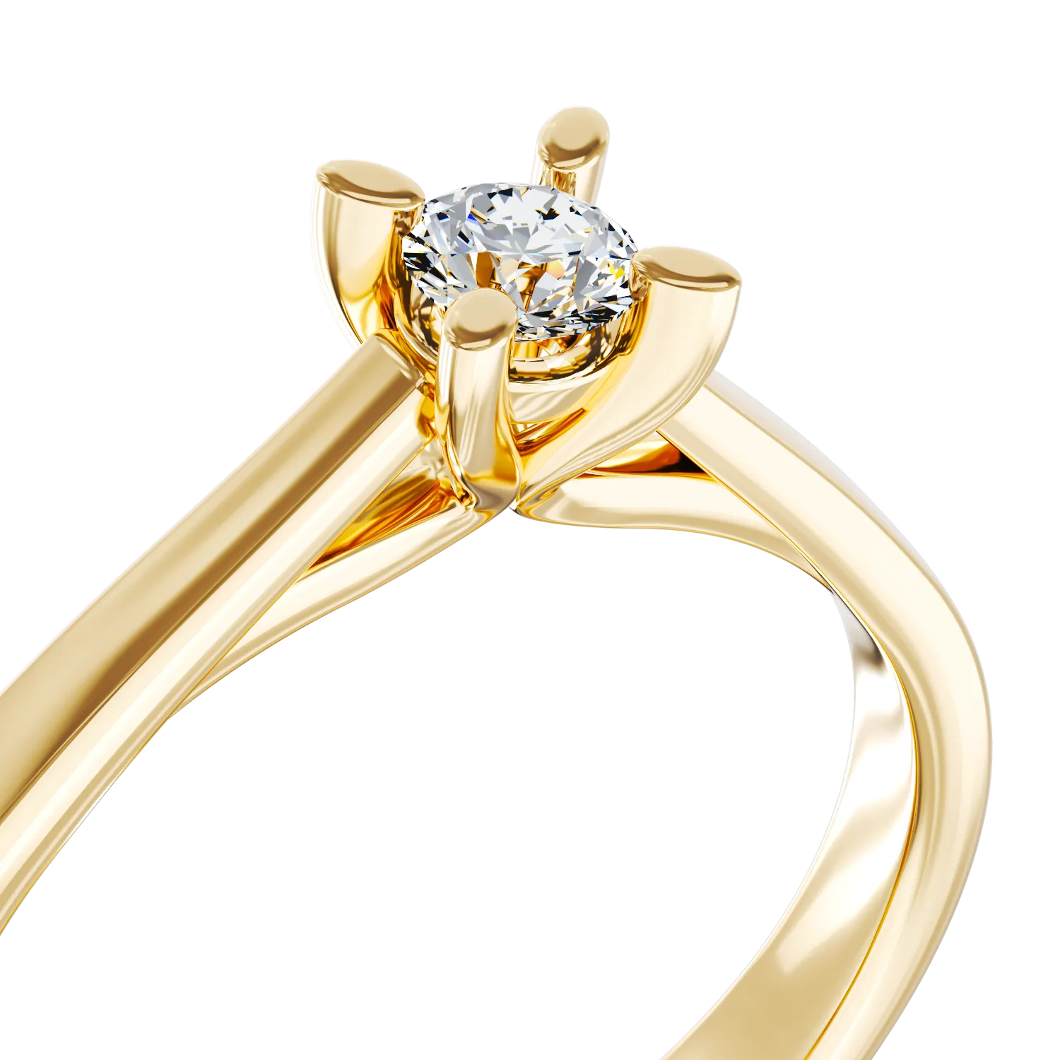 18K yellow gold engagement ring with a 0.2ct solitaire diamond