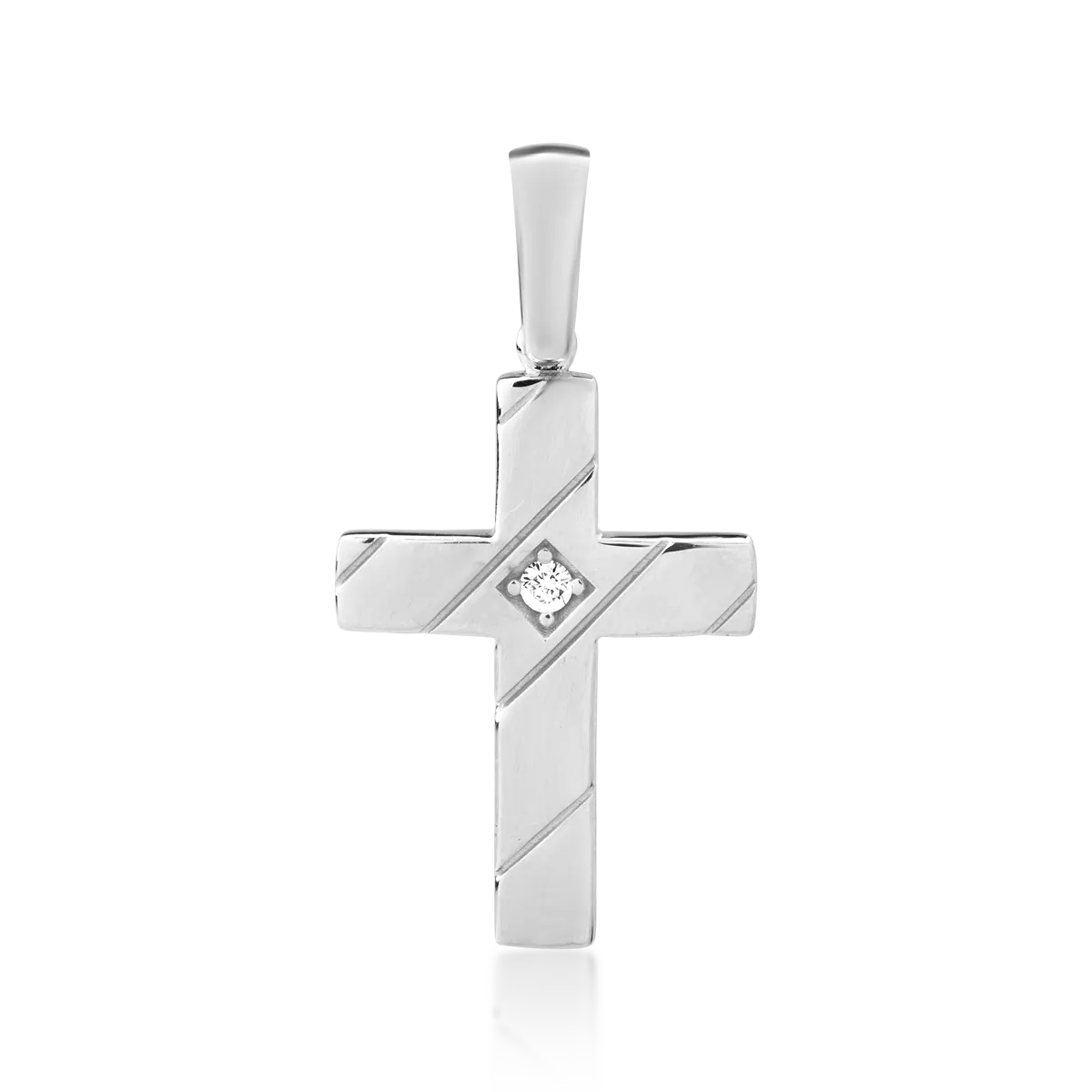 Pandantiv cruce pentru barbati din aur alb de 14K