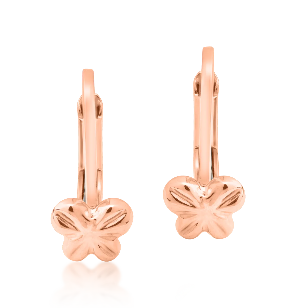 14K rose gold butterflies children's earrings