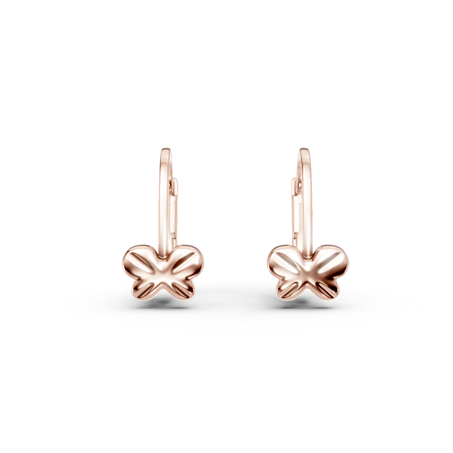 14K rose gold butterflies children's earrings