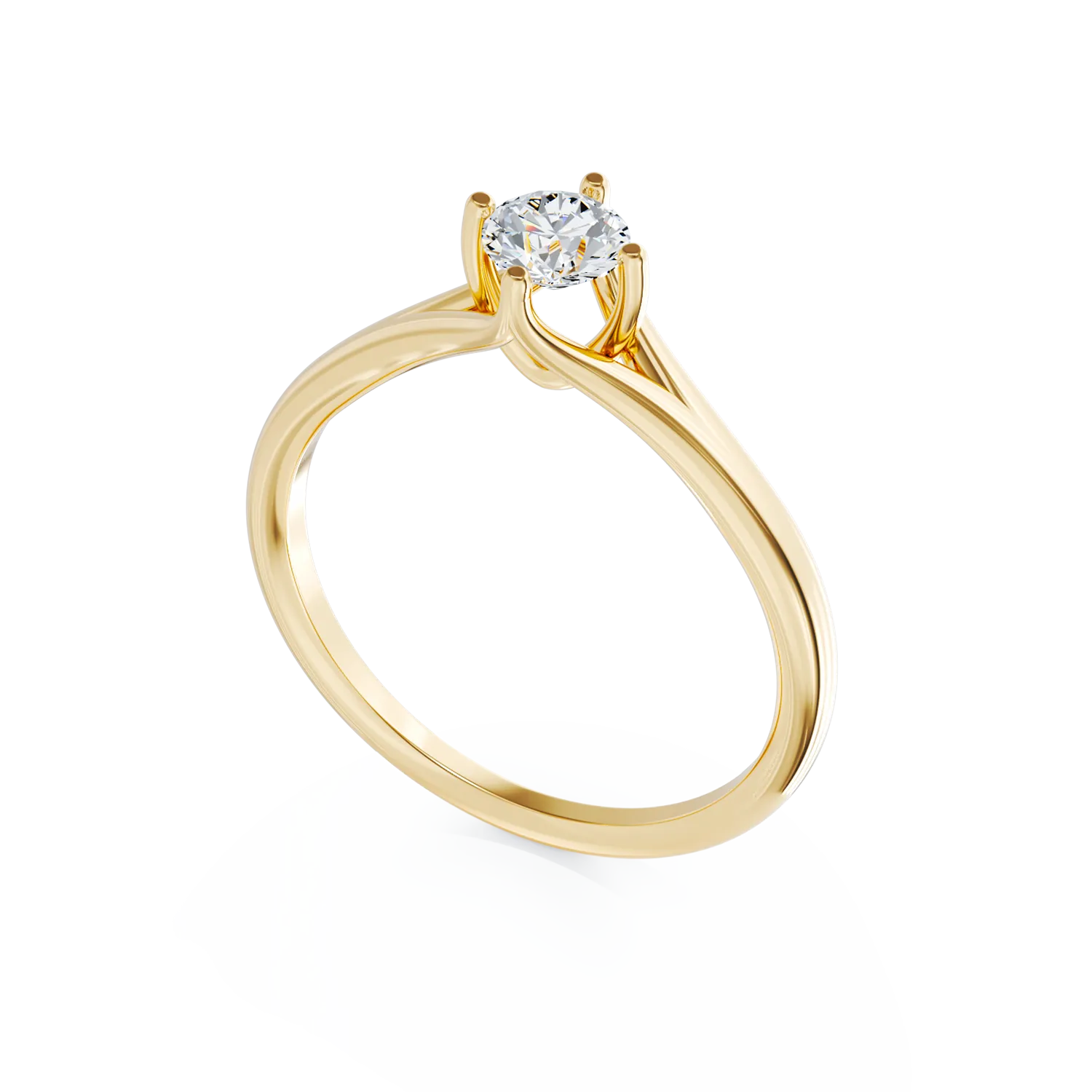 18K sárga arany eljegyzési gyűrű 0.2ct gyémánttal