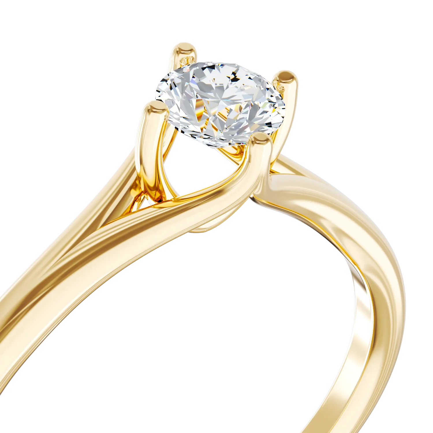 Inel de logodna din aur galben de 18K cu diamant de 0.2ct
