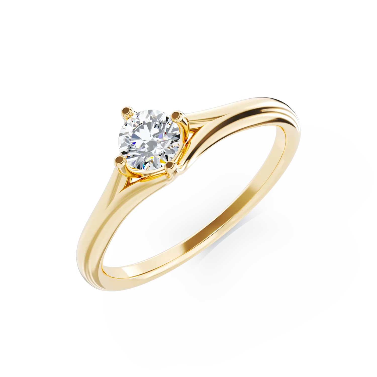 Pierścionek zaręczynowy z żółtego 18K złota z brylantem 0.2ct