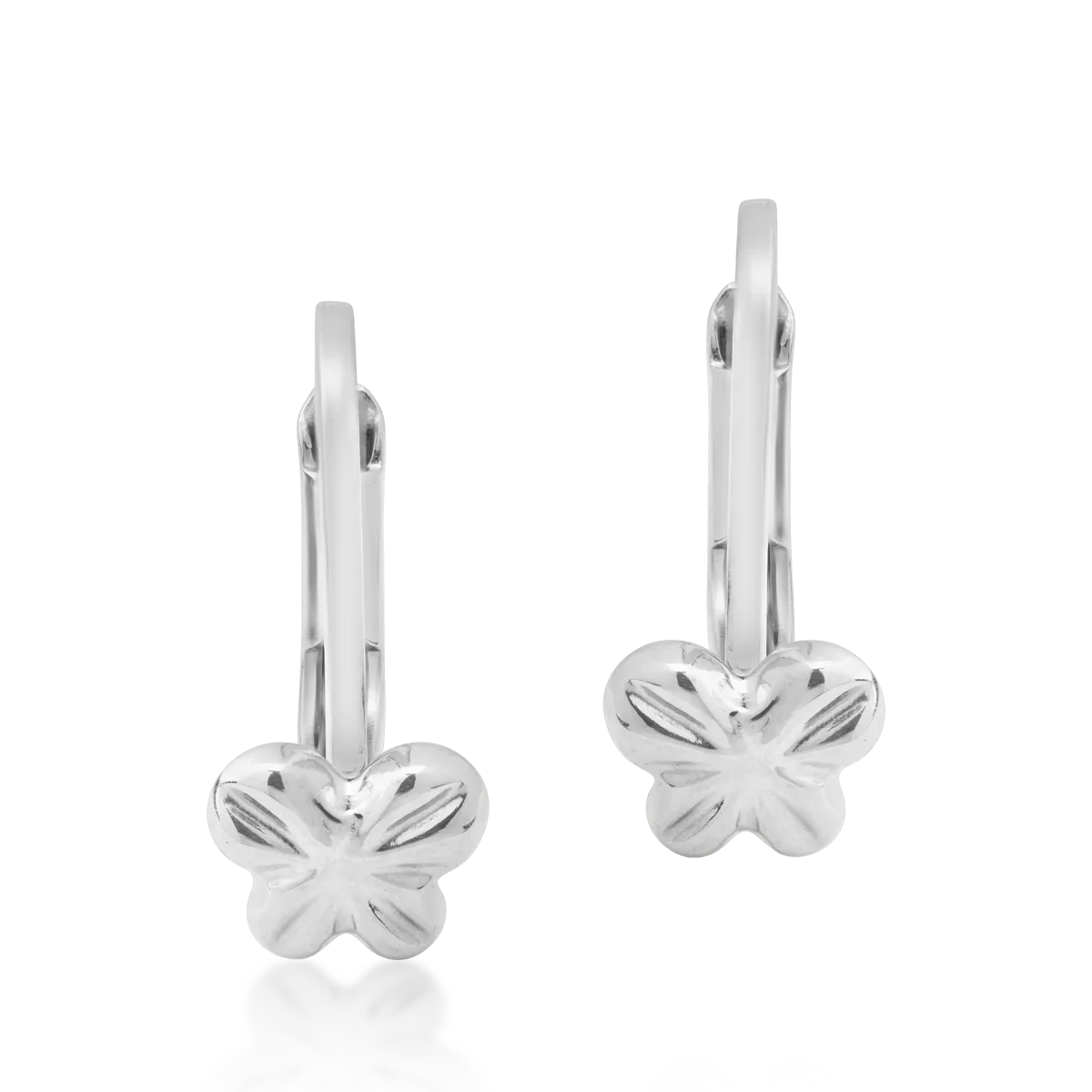 Gyermek fülbevaló 14 k fehér arany szórólapokkal