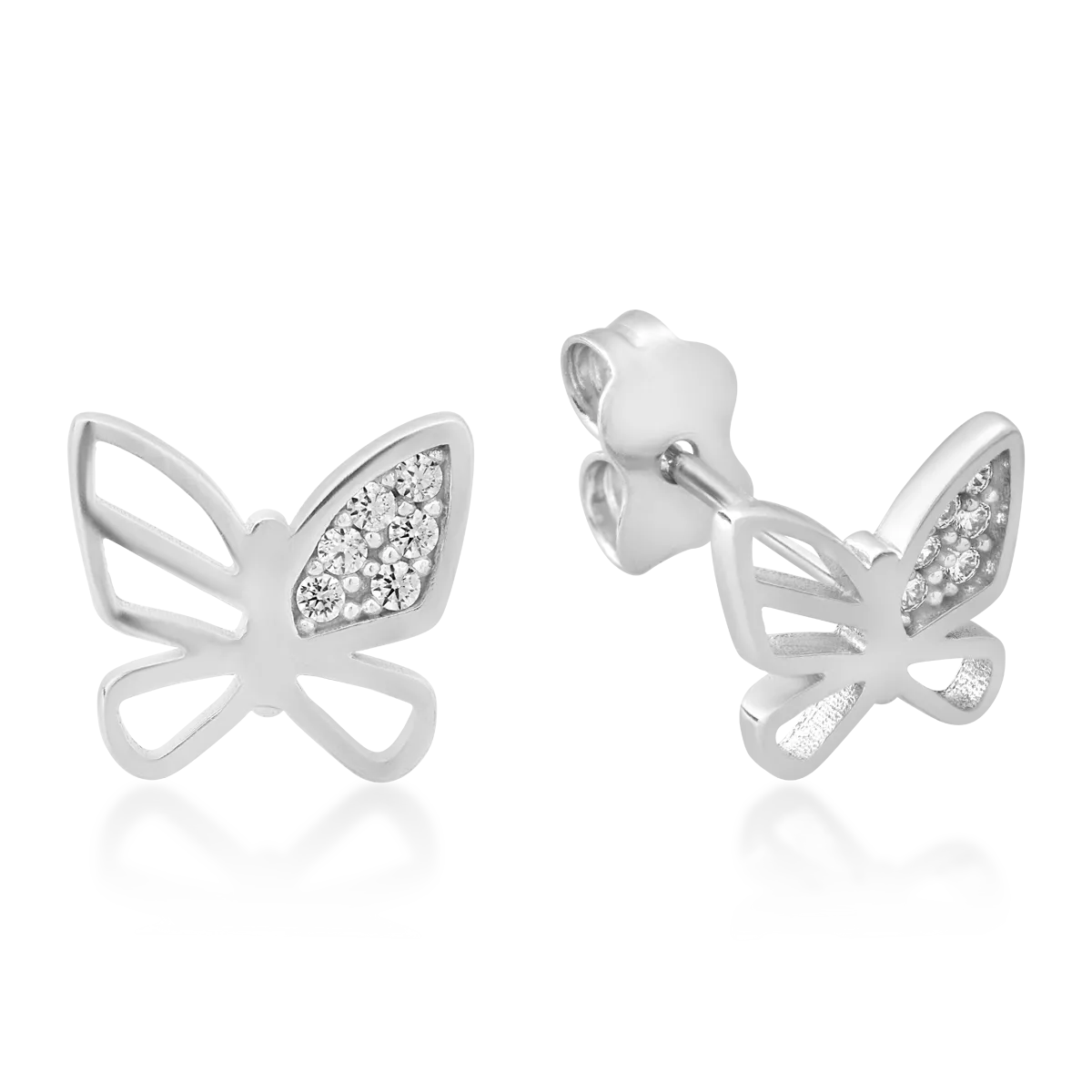 Cercei fluturi din aur alb